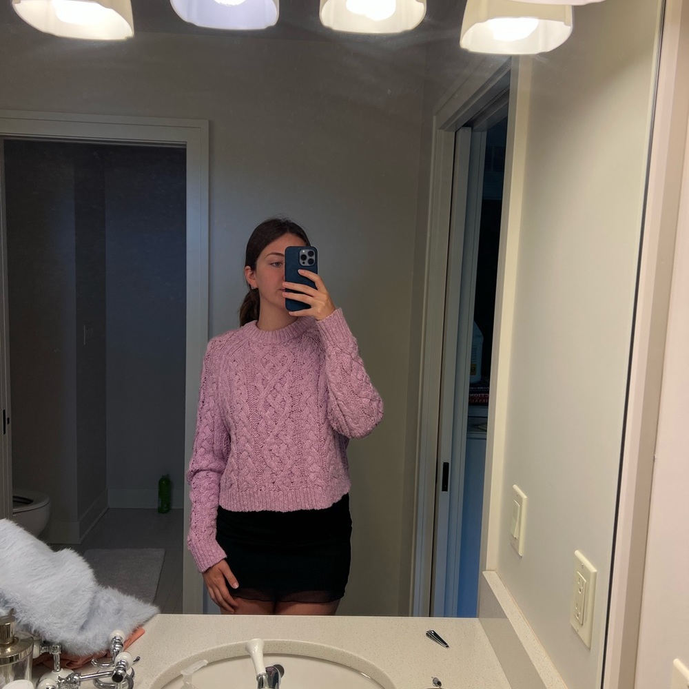 Free People Cable Knit Purple Sweater size S